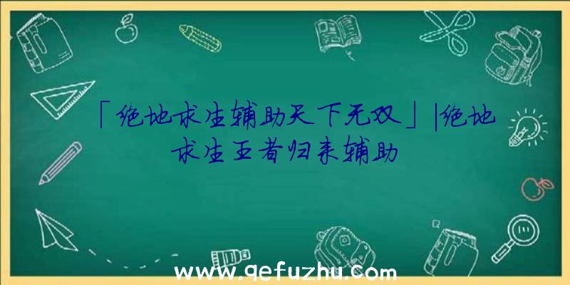 「绝地求生辅助天下无双」|绝地求生王者归来辅助